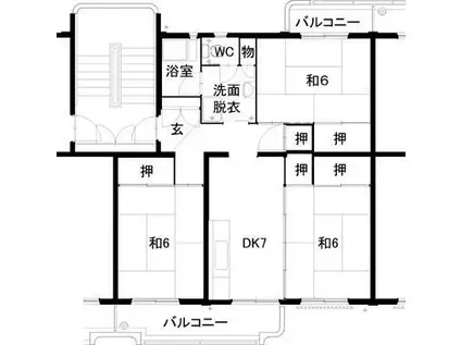 壱岐80棟(3DK/2階)の間取り写真