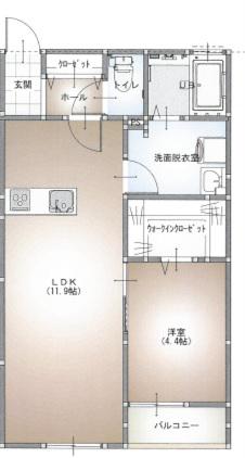 JR予讃線 新居浜駅 徒歩8分 2階建 築7年(1LDK/1階)の間取り写真