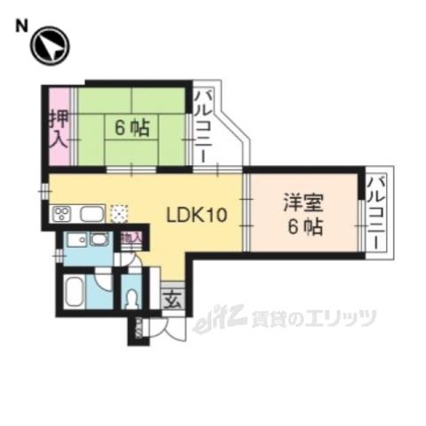 シャトーハイガーデンⅡ(2LDK/3階)の間取り写真