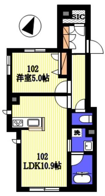 PINO JARDIN(1LDK/1階)の間取り写真