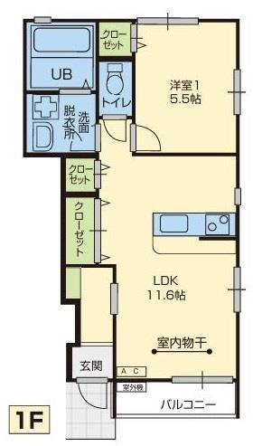 LA POMME(1LDK/1階)の間取り写真