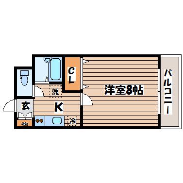 バ-シティハウス泉B(1K/1階)の間取り写真