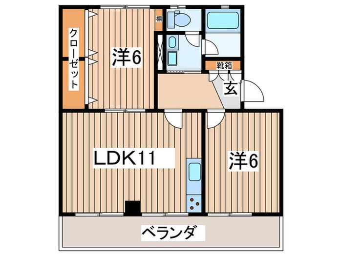 桃山コーポ2号棟(2LDK/2階)の間取り写真