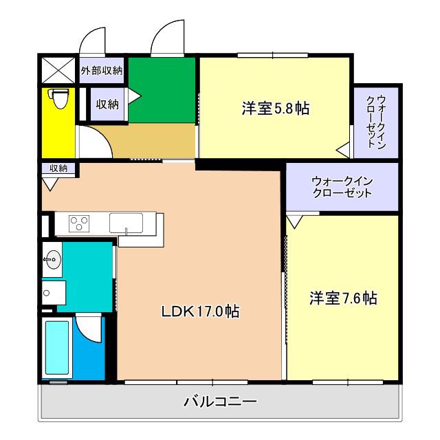 PARQUENTE-パルクエンテ-(2LDK/1階)の間取り写真