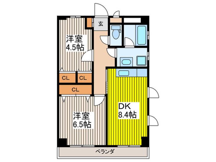 ビオス下連雀(2LDK/4階)の間取り写真