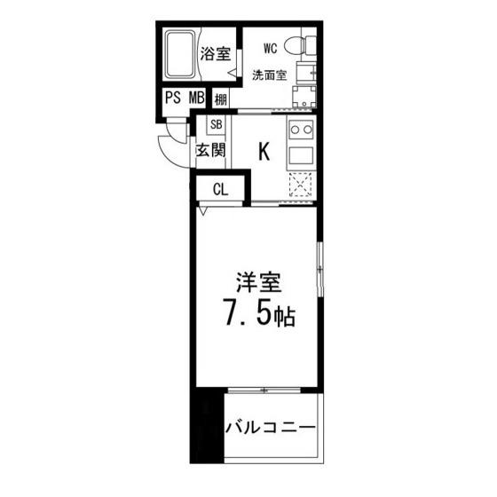 DKM西公園(1K/4階)の間取り写真