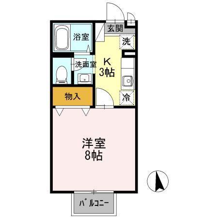まなび野壱番館(1K/2階)の間取り写真