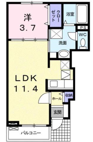 ビサイドピュア(1LDK/1階)の間取り写真