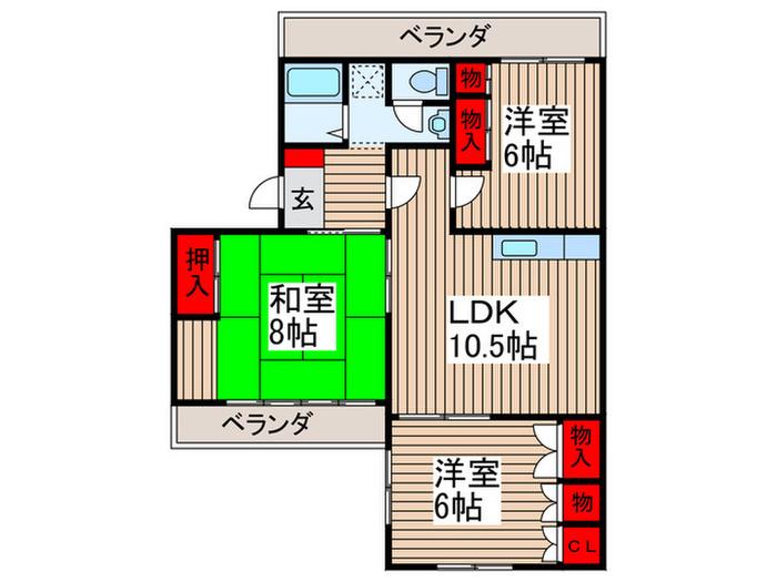 エンブレム上尾(3DK/3階)の間取り写真