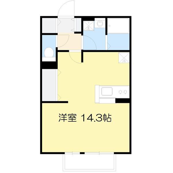 サニーハイツミキ A棟(ワンルーム/2階)の間取り写真