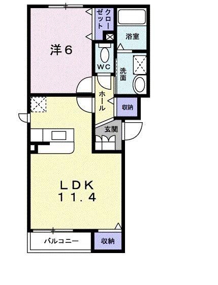 パークサイドコート(1LDK/2階)の間取り写真