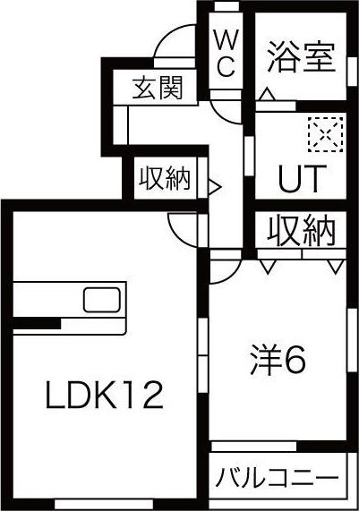 アクアコート C(1LDK/1階)の間取り写真