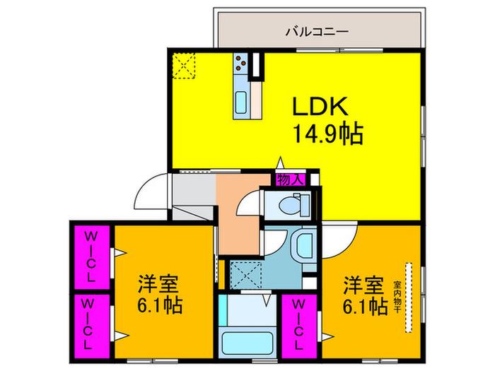 AGERATE B棟(2LDK/3階)の間取り写真