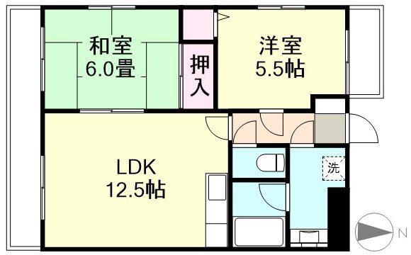 シャトーブリアン(2LDK/4階)の間取り写真