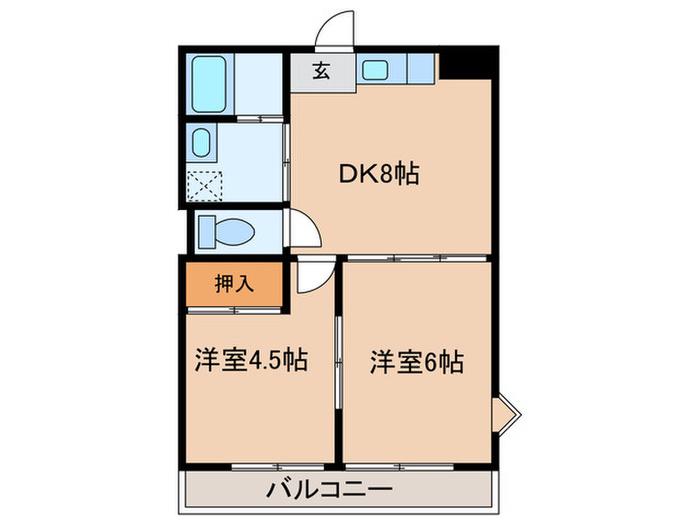 エスポワール(2DK/1階)の間取り写真