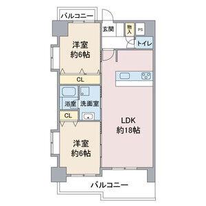 HILL PALACE IKAI(2LDK/9階)の間取り写真