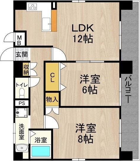 GATHERIA PACE(2LDK/2階)の間取り写真