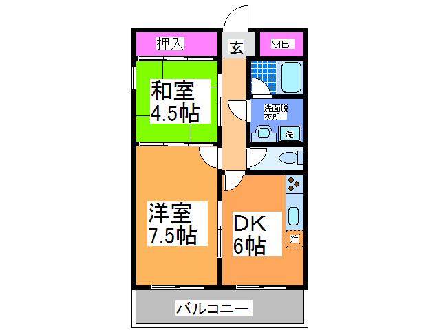 山田マンション(2DK/2階)の間取り写真