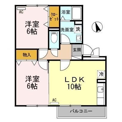 アベニール・クレア(2LDK/1階)の間取り写真