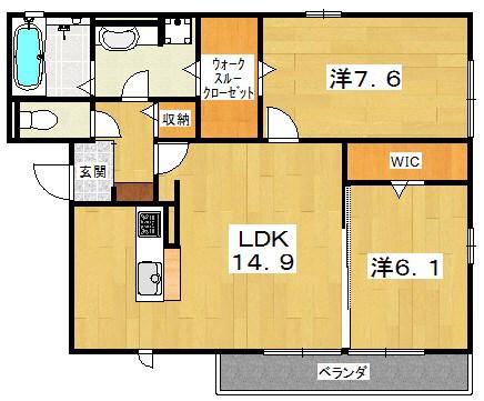 リンガ フランカ(2LDK/2階)の間取り写真