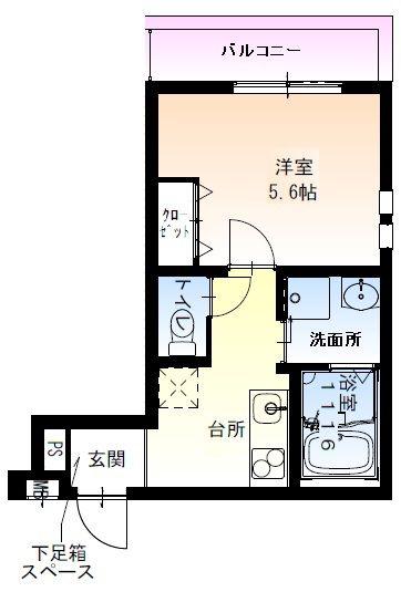 フジパレス杉本町駅北(1K/2階)の間取り写真