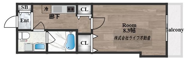 セレブ上小阪(1K/2階)の間取り写真