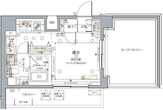 クレヴィスタ板橋ときわ台(ワンルーム/8階)の間取り写真