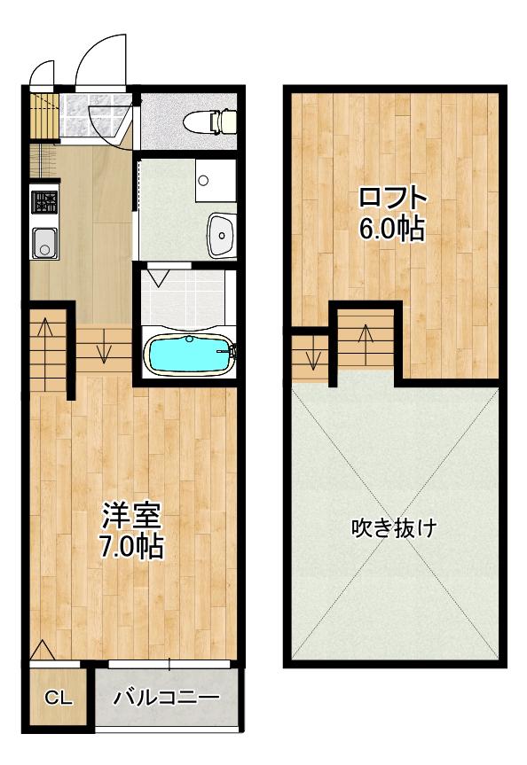 MODERN PALAZZO喜々津SOLEIL(1SK/2階)の間取り写真