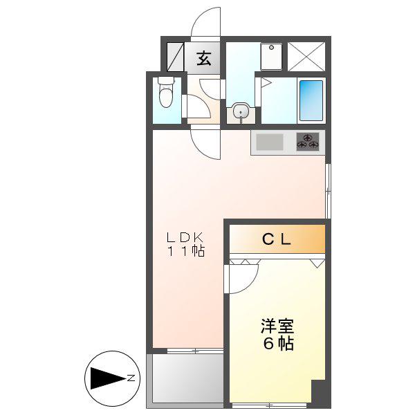 アーク上前津ビル(1LDK/4階)の間取り写真