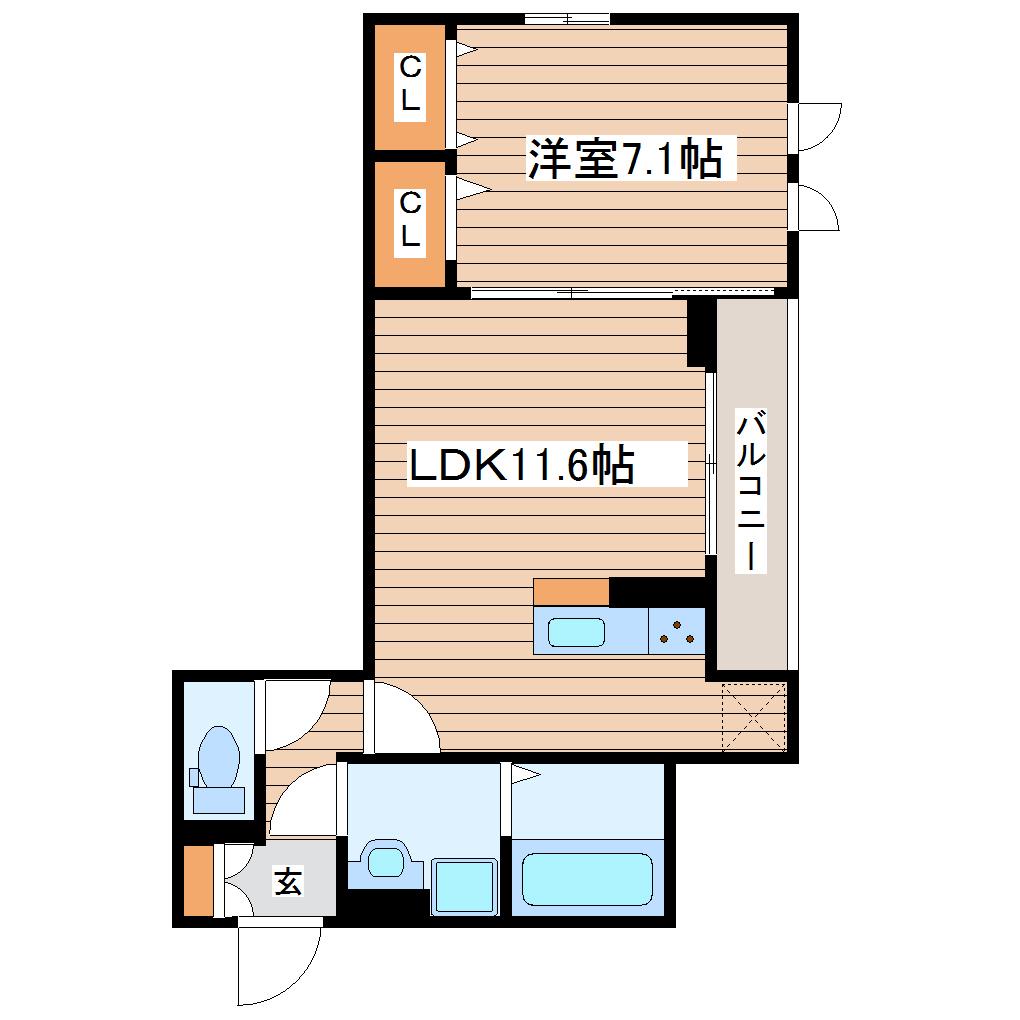 DーROOM MIYAMACHI3(1LDK/2階)の間取り写真