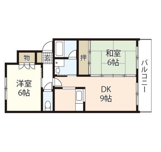 CASA井口C(2DK/2階)の間取り写真