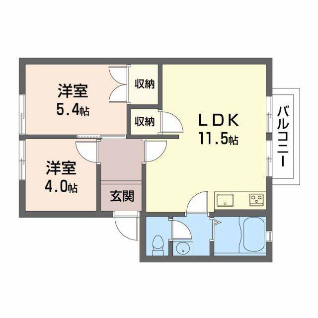 フレグランスI(2LDK/2階)の間取り写真
