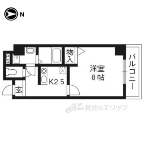 レーベンなぎの宮(1K/9階)の間取り写真