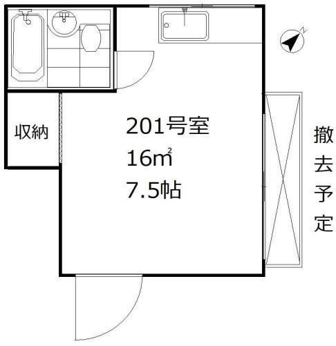 山王ハウス(ワンルーム/2階)の間取り写真