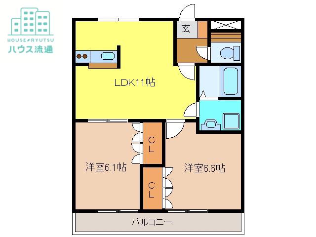メゾンドコンフォースII(2LDK/1階)の間取り写真