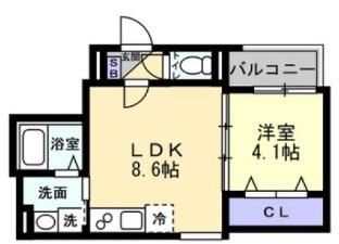 グランシェード川入(1LDK/1階)の間取り写真