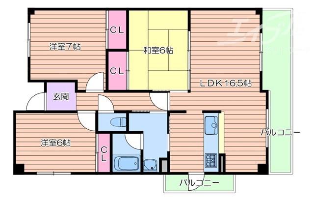 CASA SUNRISE(3LDK/5階)の間取り写真