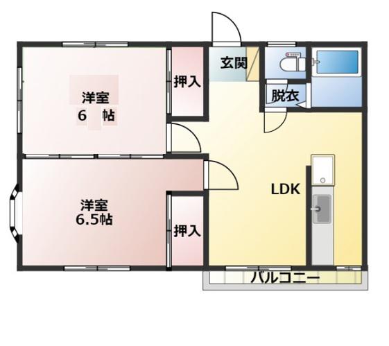グリーンハイツ菊(2LDK/2階)の間取り写真