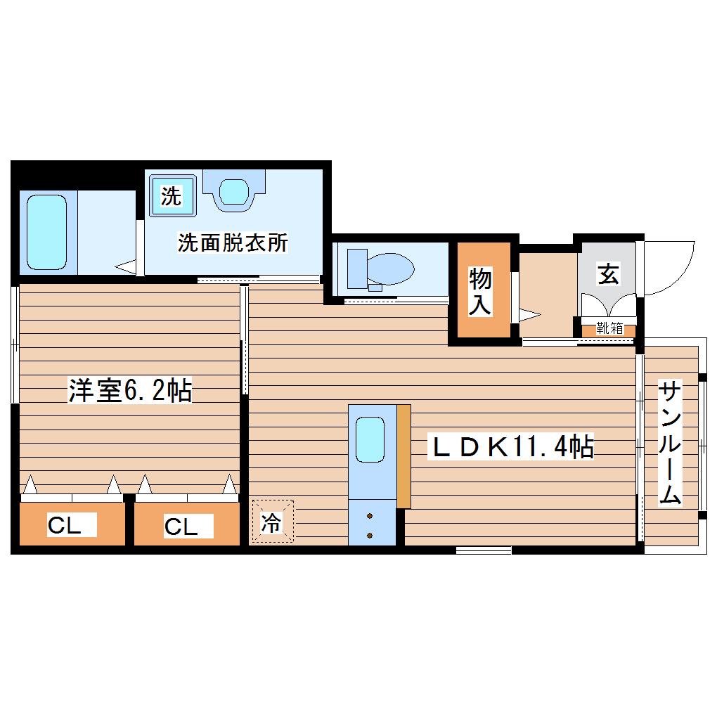 MAISON柊(1LDK/1階)の間取り写真