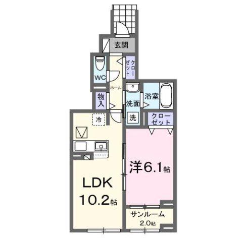 ルーミー新町(1LDK/1階)の間取り写真