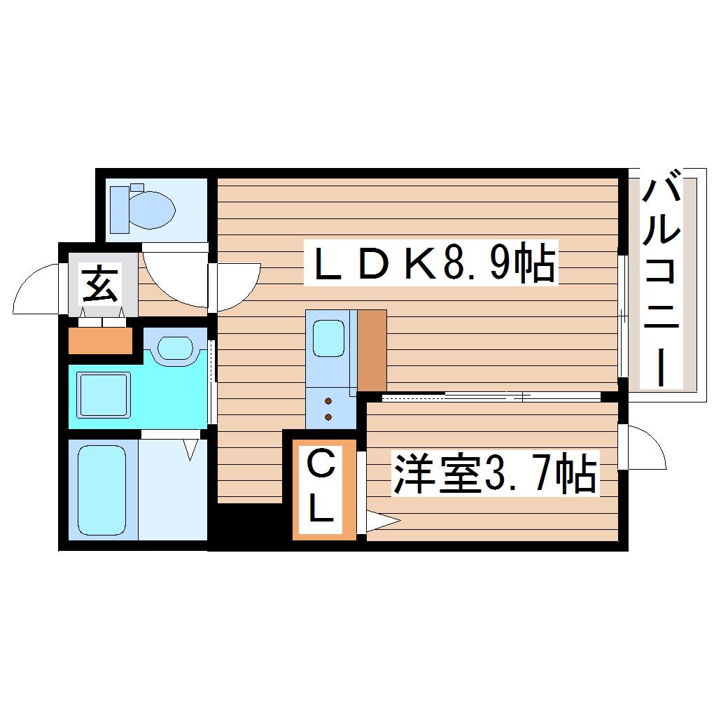 ウェルシャトー旭ヶ丘I番館(1LDK/2階)の間取り写真