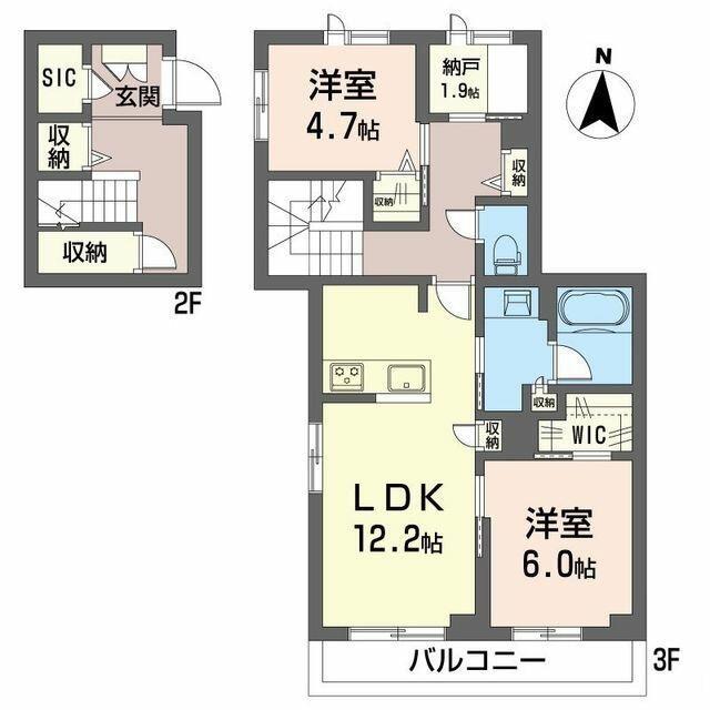 ル ヴァン フレ(2SLDK/2階)の間取り写真