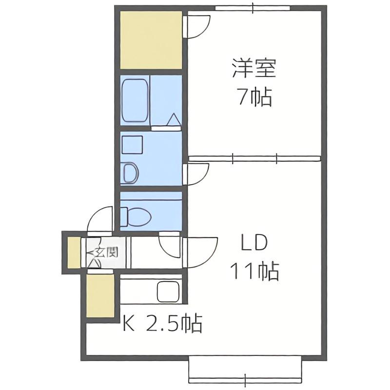 シルキー菊水(1LDK/2階)の間取り写真