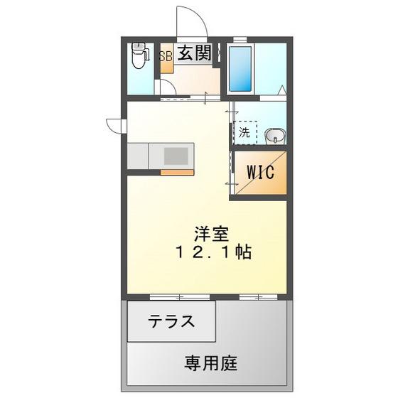 パルティール(ワンルーム/1階)の間取り写真