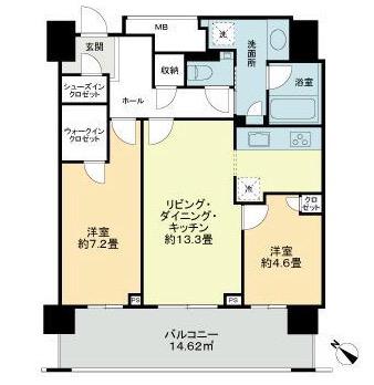 クロスエアタワー(2LDK/19階)の間取り写真