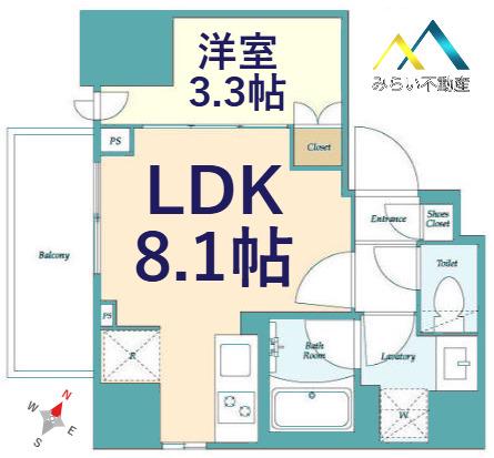 グランカーサ横濱石川町(1LDK/7階)の間取り写真