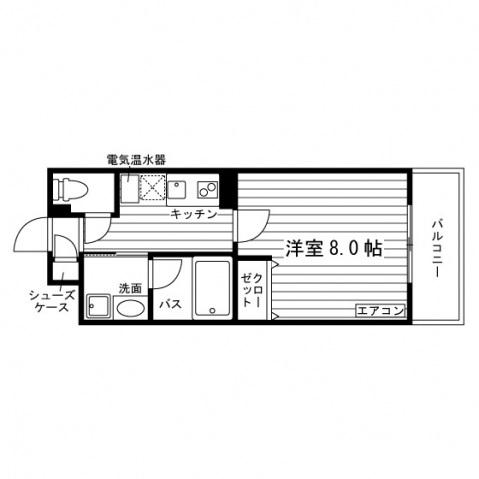 カルマンド新津(1K/2階)の間取り写真