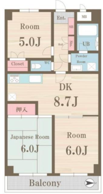 グランメール上北沢(3DK/2階)の間取り写真