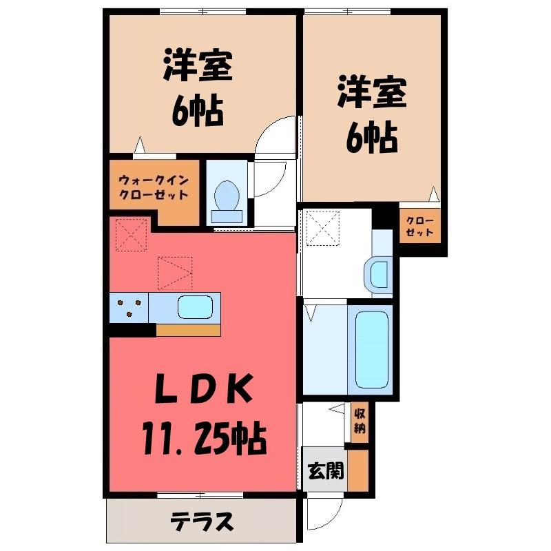 グランデルソーレ(2LDK/1階)の間取り写真