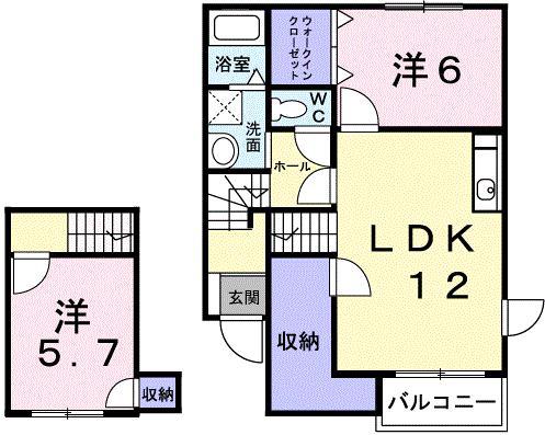 プラーノイースト(2LDK/2階)の間取り写真